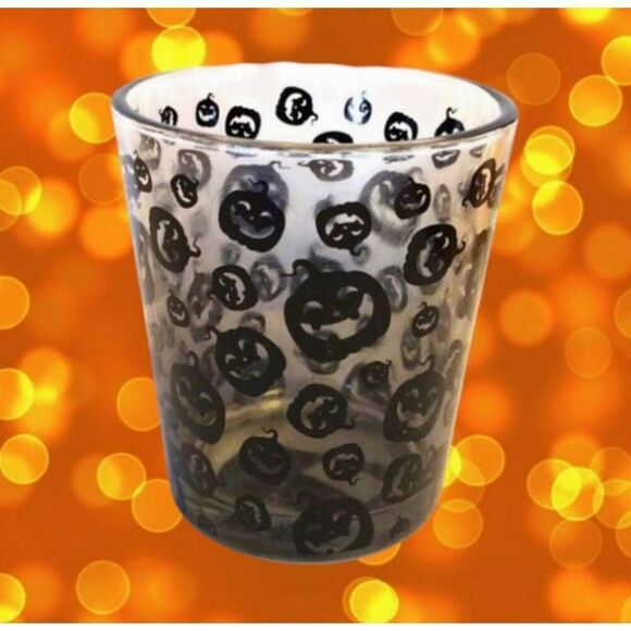 Black Frosted Spooky Halloween Printed 4" Glass Tumblers Set of 3 NWT - Picture 8 of 16